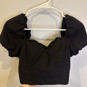 Black Puff Sleeve Crop Top– Size 0